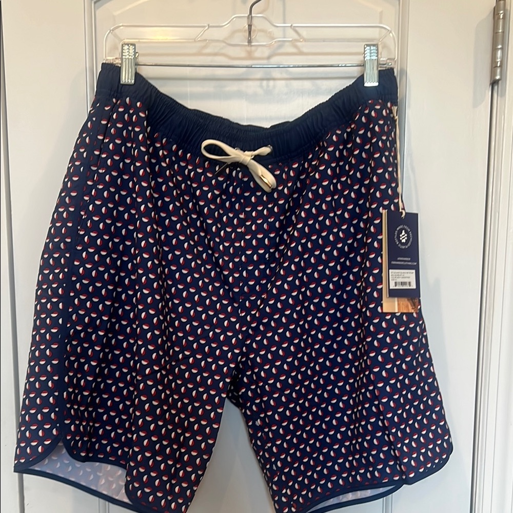 Fair Harbor Blue and Red Swim Trunks Classic Design